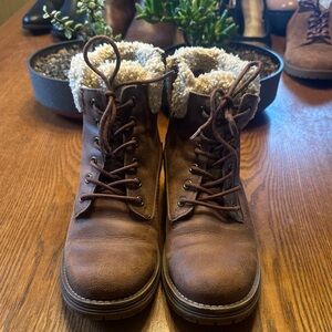 Fergie Brown Ankle Boots with Cream Lining, 9M